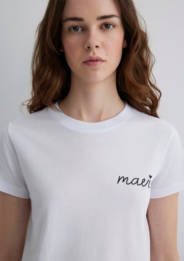  Mavi Mavi Logo Baskılı Beyaz Tişört Semi Slim Fit / Yarı Dar Kesim 1612962-620