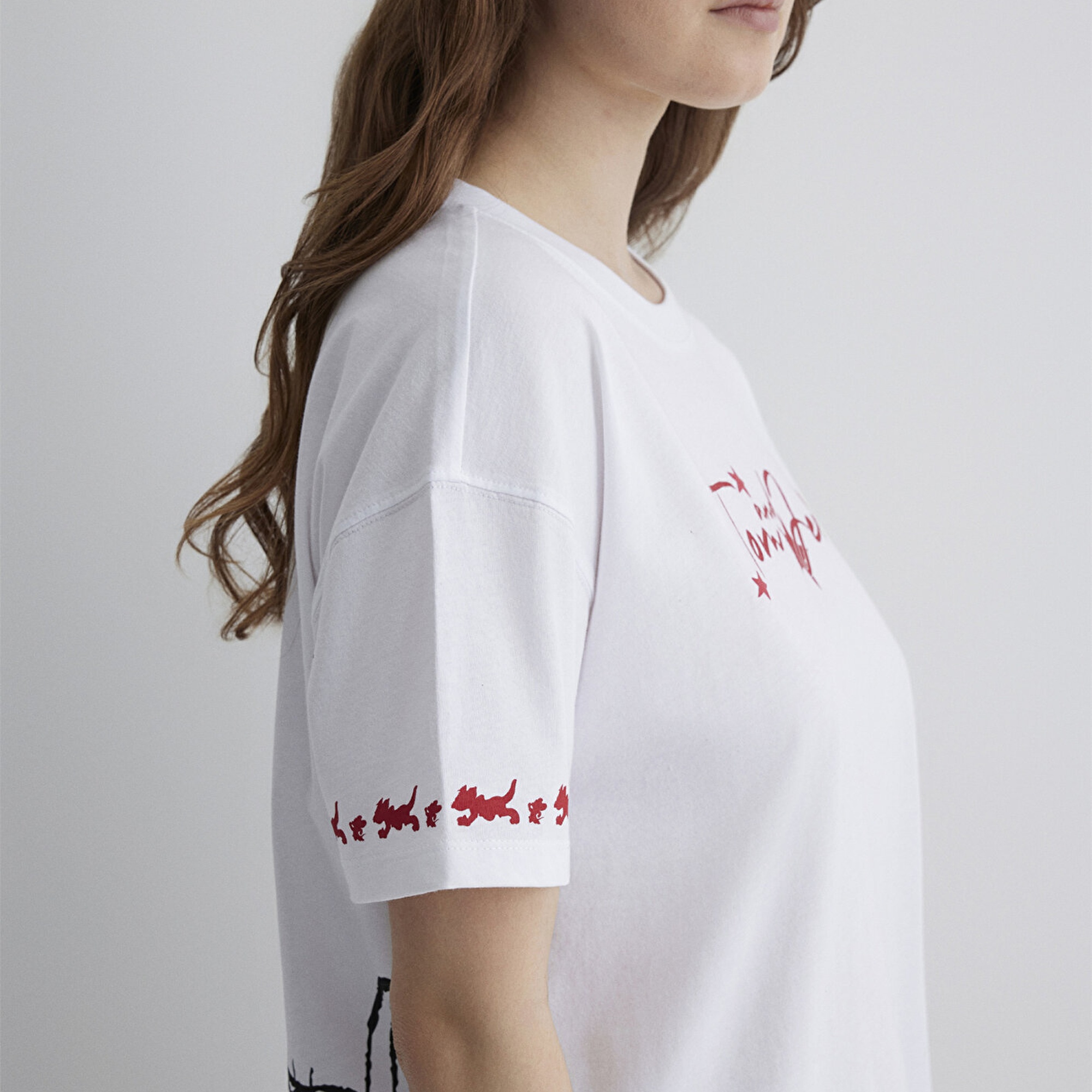 Mavi Tom and Jerry Baskılı Beyaz Tişört Loose Fit / Bol Rahat Kesim 1613359-620