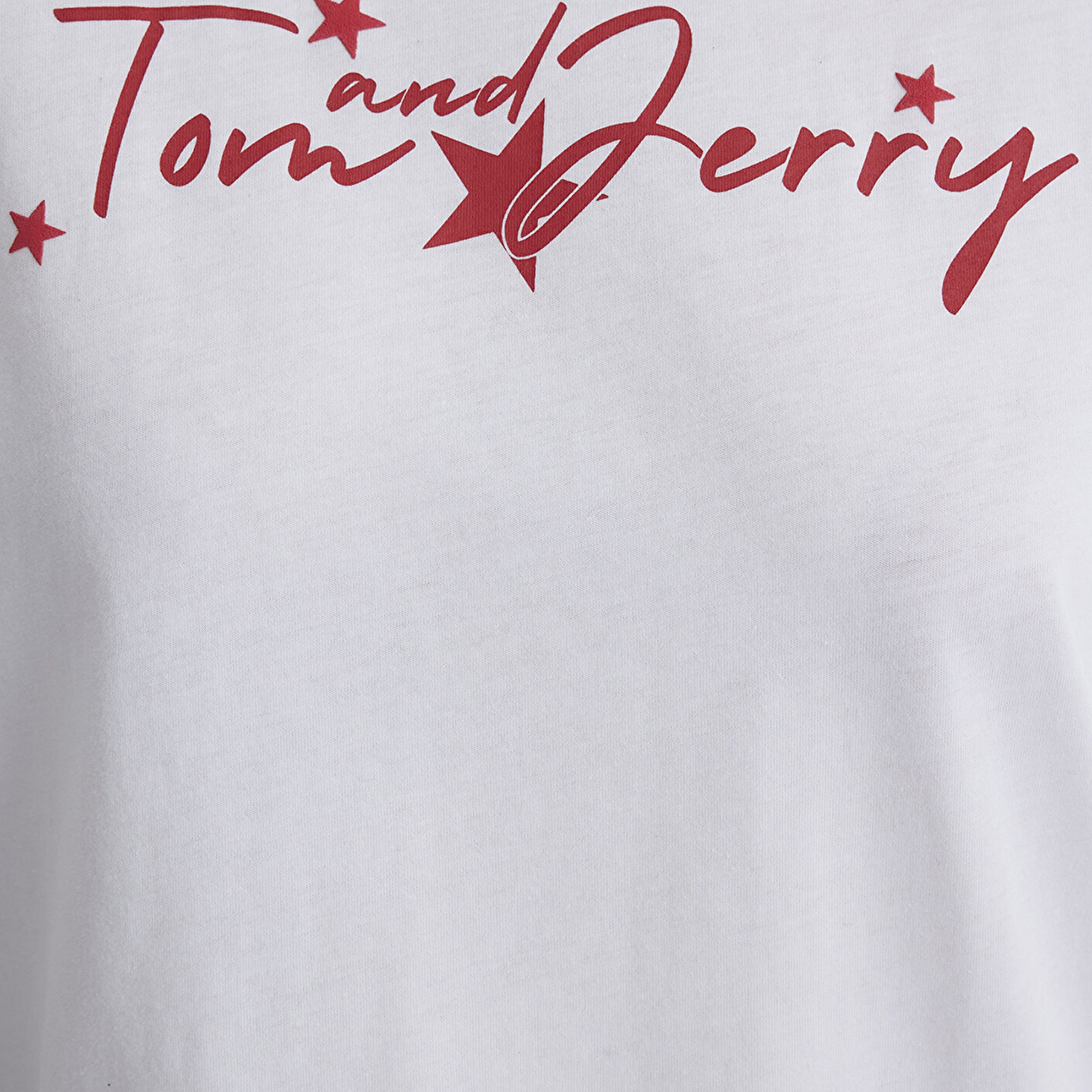 Mavi Tom and Jerry Baskılı Beyaz Tişört Loose Fit / Bol Rahat Kesim 1613359-620