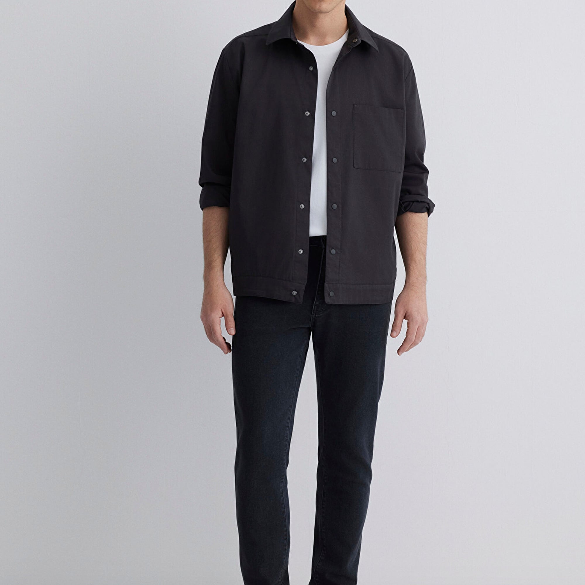 Mavi Siyah Gömlek Loose Fit / Bol Rahat Kesim 0211551-900