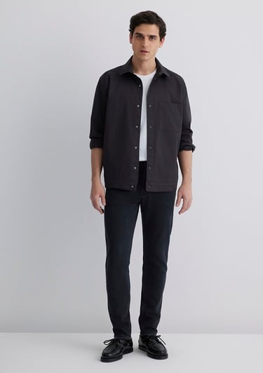  Mavi Siyah Gömlek Loose Fit / Bol Rahat Kesim 0211551-900