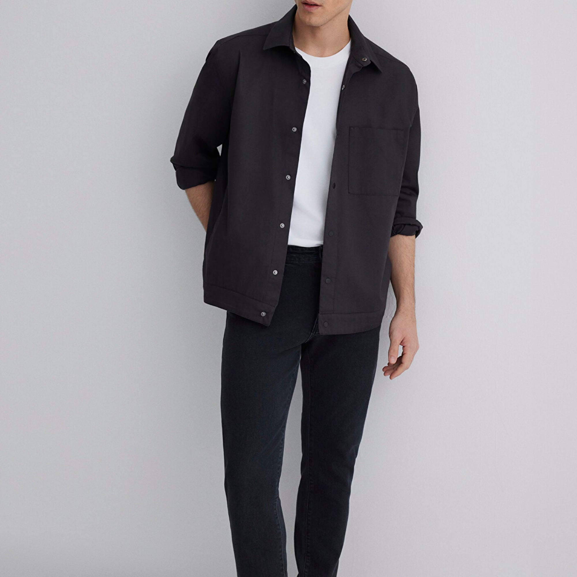 Mavi Siyah Gömlek Loose Fit / Bol Rahat Kesim 0211551-900