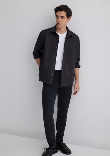  Mavi Siyah Gömlek Loose Fit / Bol Rahat Kesim 0211551-900