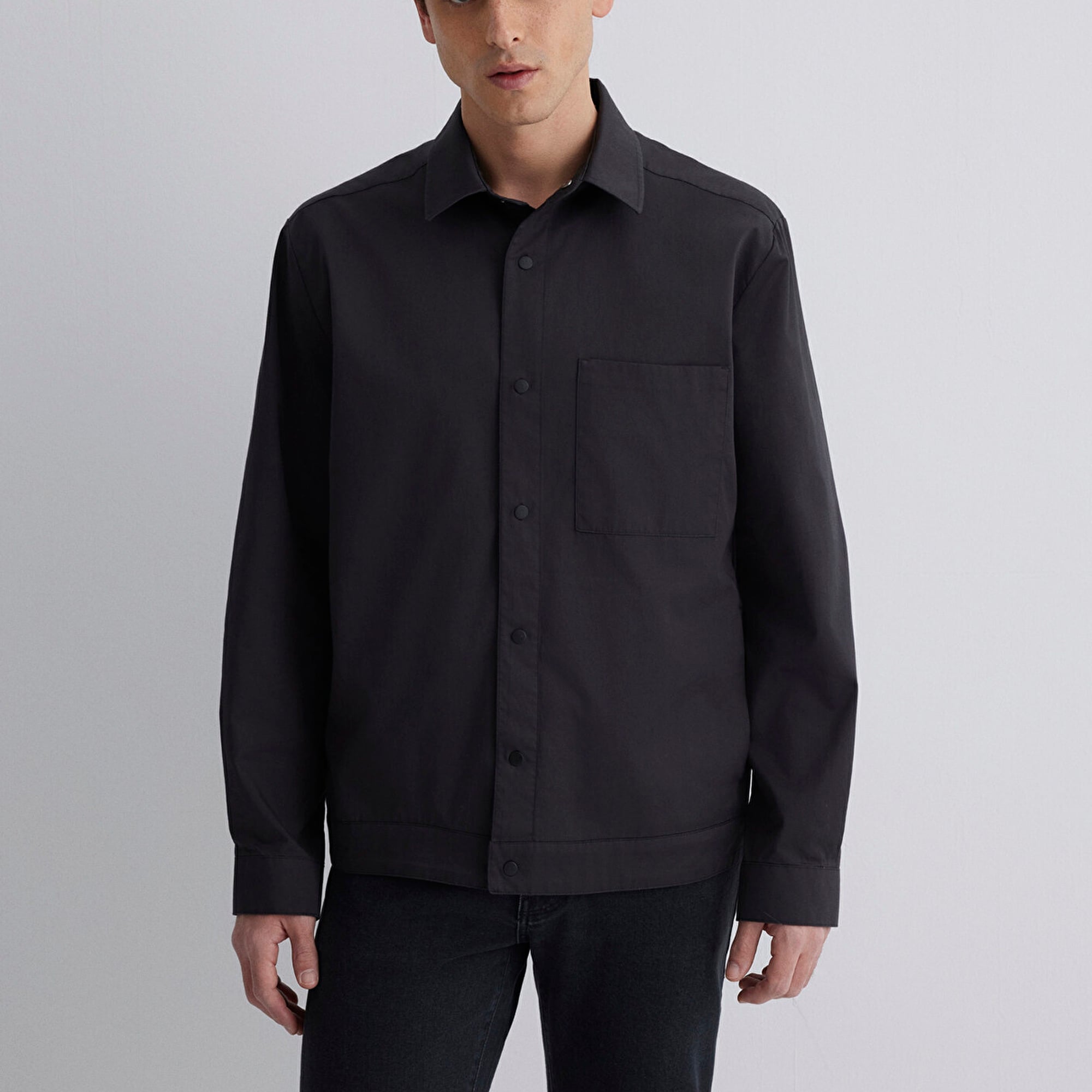 Mavi Siyah Gömlek Loose Fit / Bol Rahat Kesim 0211551-900