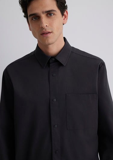  Mavi Siyah Gömlek Loose Fit / Bol Rahat Kesim 0211551-900