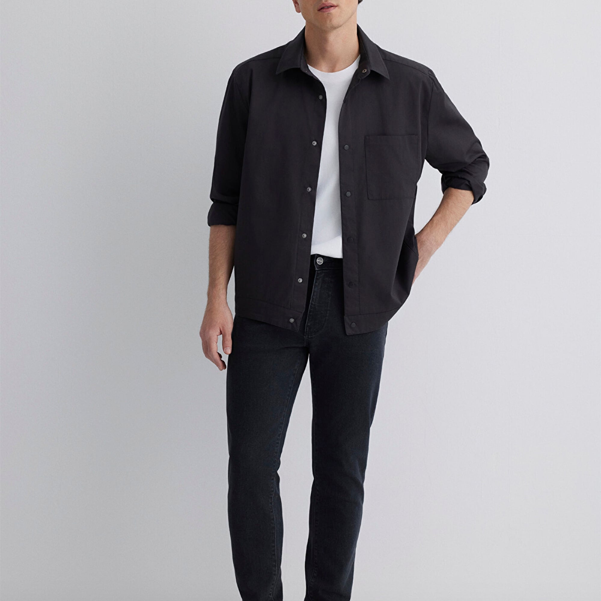 Mavi Siyah Gömlek Loose Fit / Bol Rahat Kesim 0211551-900