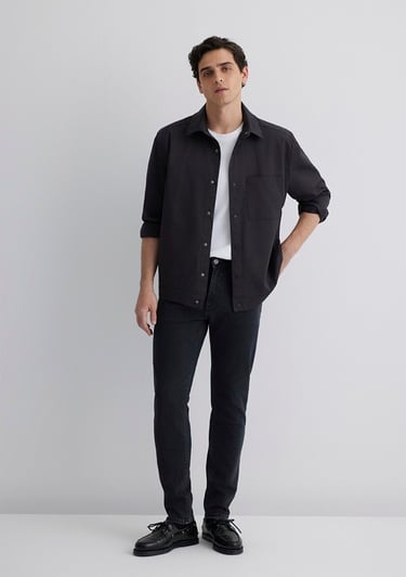  Mavi Siyah Gömlek Loose Fit / Bol Rahat Kesim 0211551-900