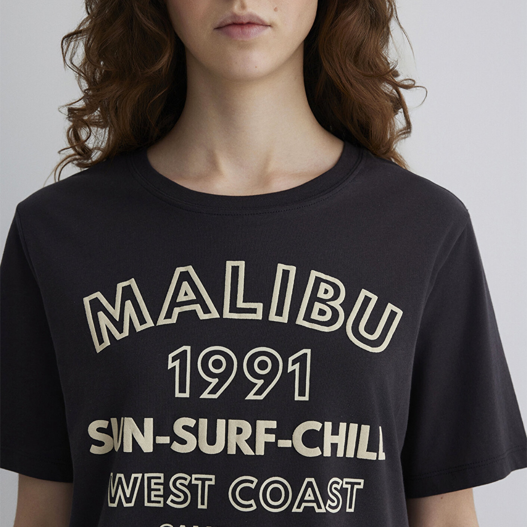 Mavi Malibu Baskılı Antrasit Tişört Regular Fit / Normal Kesim 1613184-70087