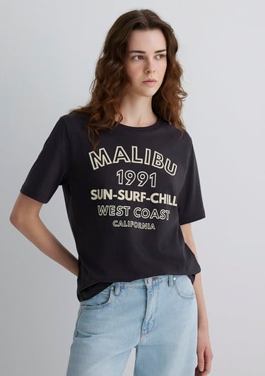  Mavi Malibu Baskılı Antrasit Tişört Regular Fit / Normal Kesim 1613184-70087