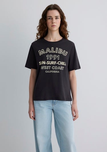  Mavi Malibu Baskılı Antrasit Tişört Regular Fit / Normal Kesim 1613184-70087