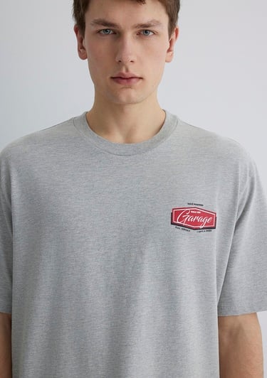  Mavi Garage Baskılı Gri Tişört Relaxed Fit / Rahat Kesim 0612605-80196
