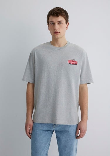  Mavi Garage Baskılı Gri Tişört Relaxed Fit / Rahat Kesim 0612605-80196
