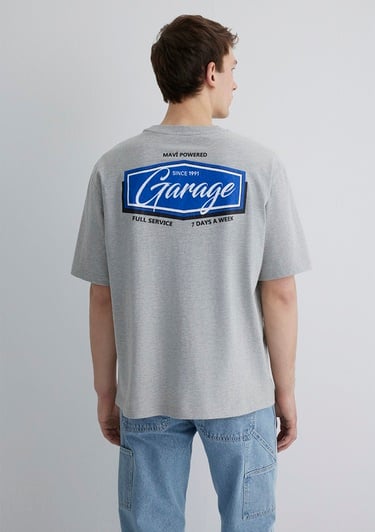  Mavi Garage Baskılı Gri Tişört Relaxed Fit / Rahat Kesim 0612605-80196