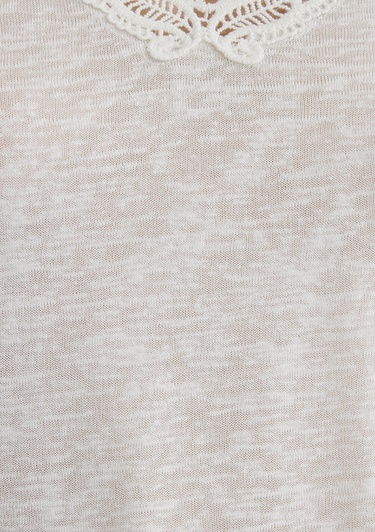  Mavi Dantel Detaylı Beyaz Tişört Slim Fit / Dar Kesim 1612752-70057