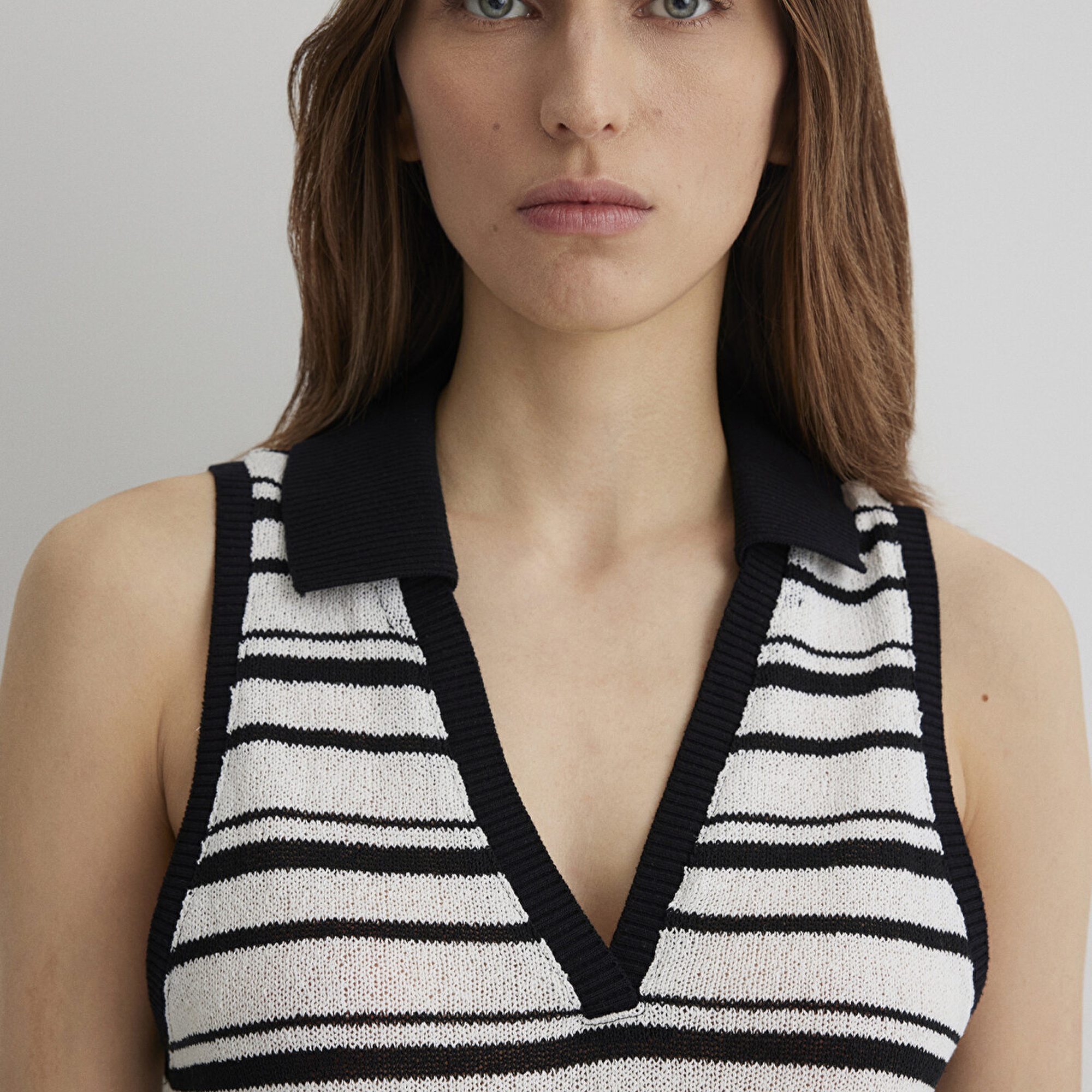 Mavi Çizgili Kolsuz Polo Tişört Slim Fit / Dar Kesim 1612612-85454