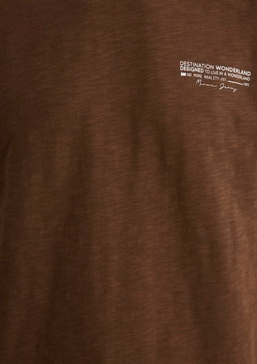  Mavi Baskılı Kahverengi Tişört Regular Fit / Normal Kesim 0612617-89330