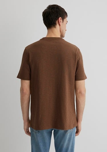  Mavi Baskılı Kahverengi Tişört Regular Fit / Normal Kesim 0612617-89330