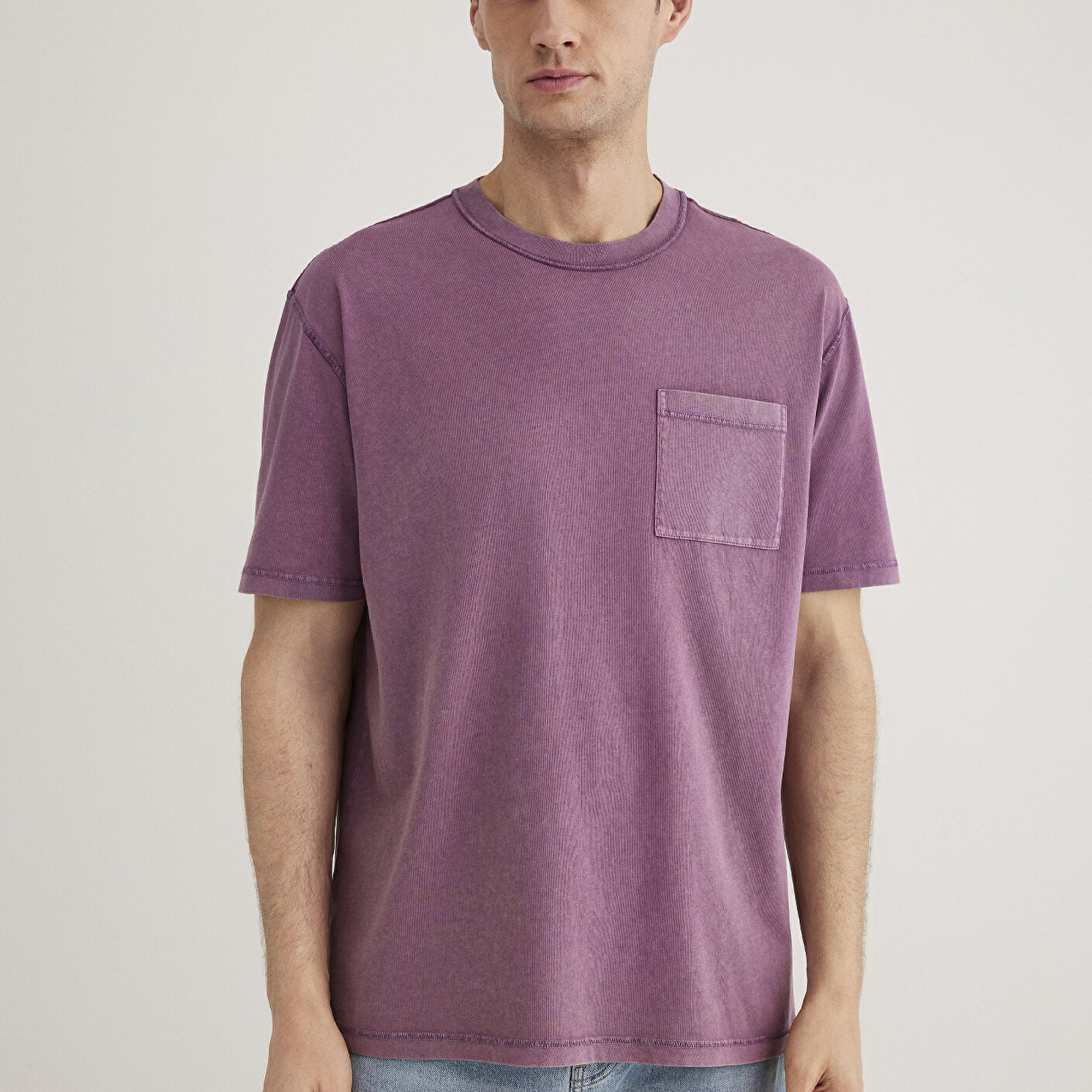 Mavi Mor Tişört Loose Fit / Bol Rahat Kesim 0612596-89596