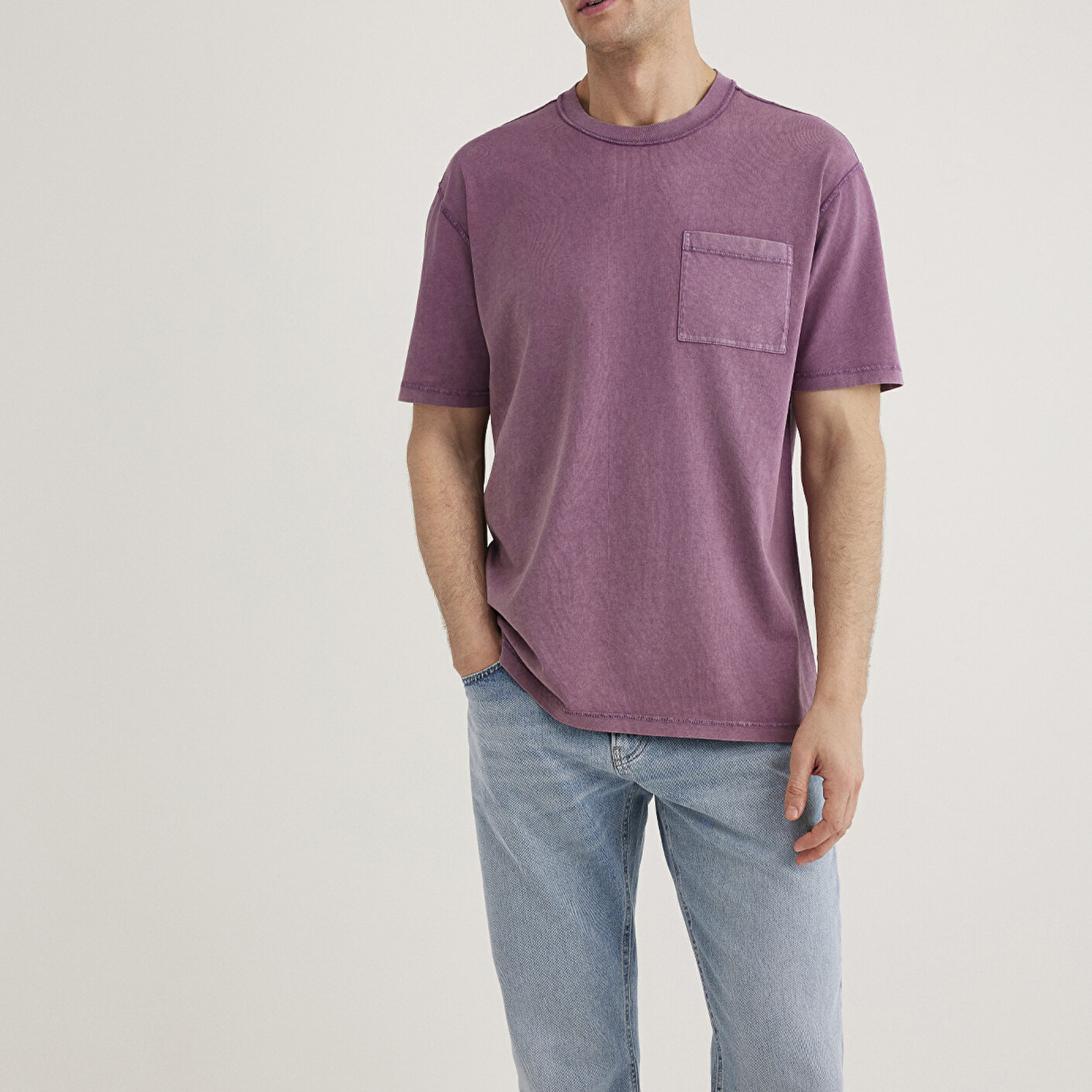 Mavi Mor Tişört Loose Fit / Bol Rahat Kesim 0612596-89596