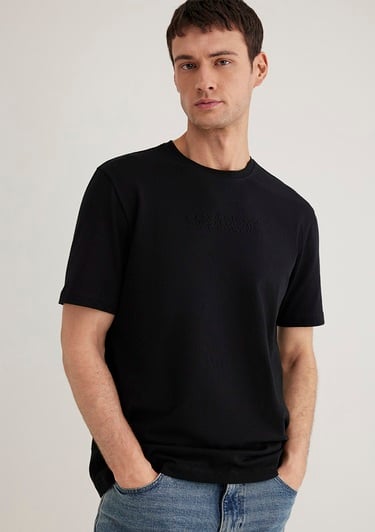  Mavi Mavi Black Nakışlı Siyah Tişört Regular Fit / Normal Kesim 0612644-900