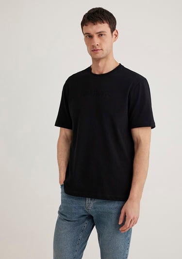  Mavi Mavi Black Nakışlı Siyah Tişört Regular Fit / Normal Kesim 0612644-900