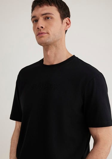  Mavi Mavi Black Nakışlı Siyah Tişört Regular Fit / Normal Kesim 0612644-900