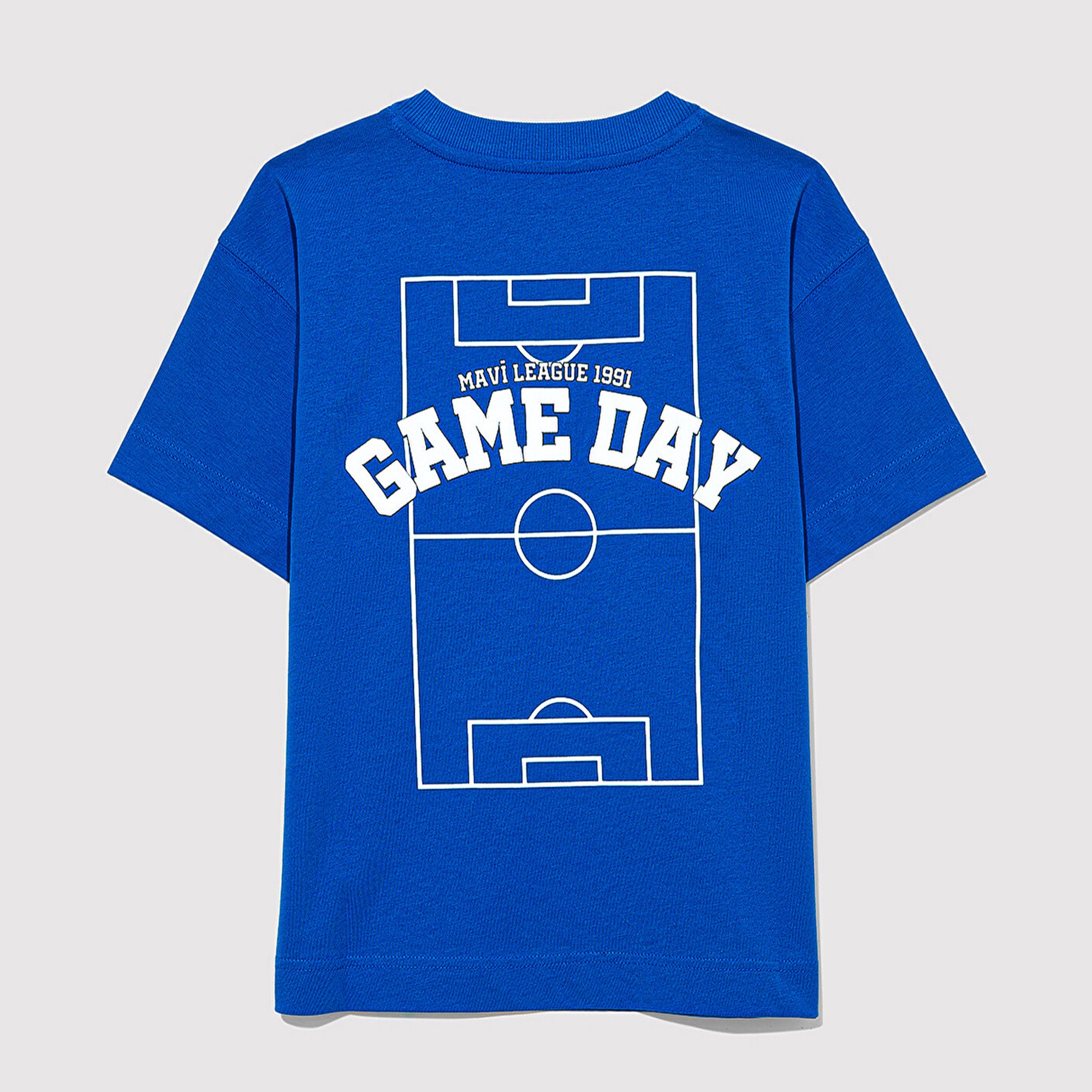 Mavi Game Day Baskılı Mavi Tişört Loose Fit / Bol Rahat Kesim 6610265-82491