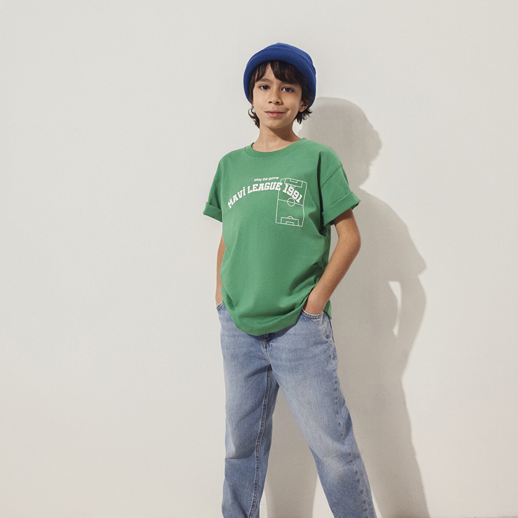 Mavi Game Day Baskılı Yeşil Tişört Loose Fit / Bol Rahat Kesim 6610265-71843