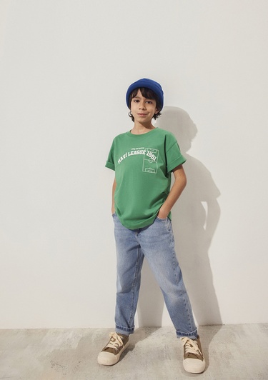  Mavi Game Day Baskılı Yeşil Tişört Loose Fit / Bol Rahat Kesim 6610265-71843
