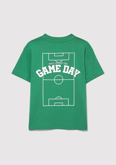  Mavi Game Day Baskılı Yeşil Tişört Loose Fit / Bol Rahat Kesim 6610265-71843