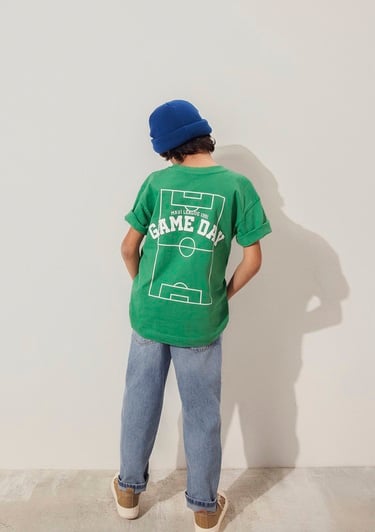  Mavi Game Day Baskılı Yeşil Tişört Loose Fit / Bol Rahat Kesim 6610265-71843