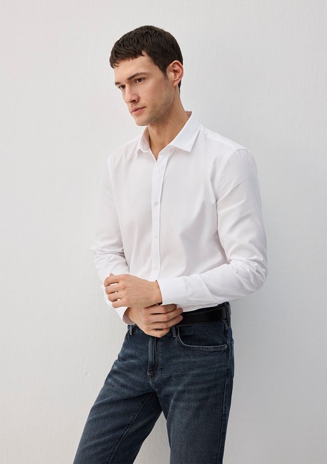  Mavi Tencel TM Beyaz Gömlek Slim Fit / Dar Kesim 0211573-620