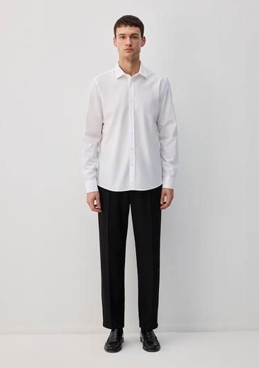  Mavi Kolay Ütülenebilir Beyaz Gömlek Slim Fit / Dar Kesim 0211571-620