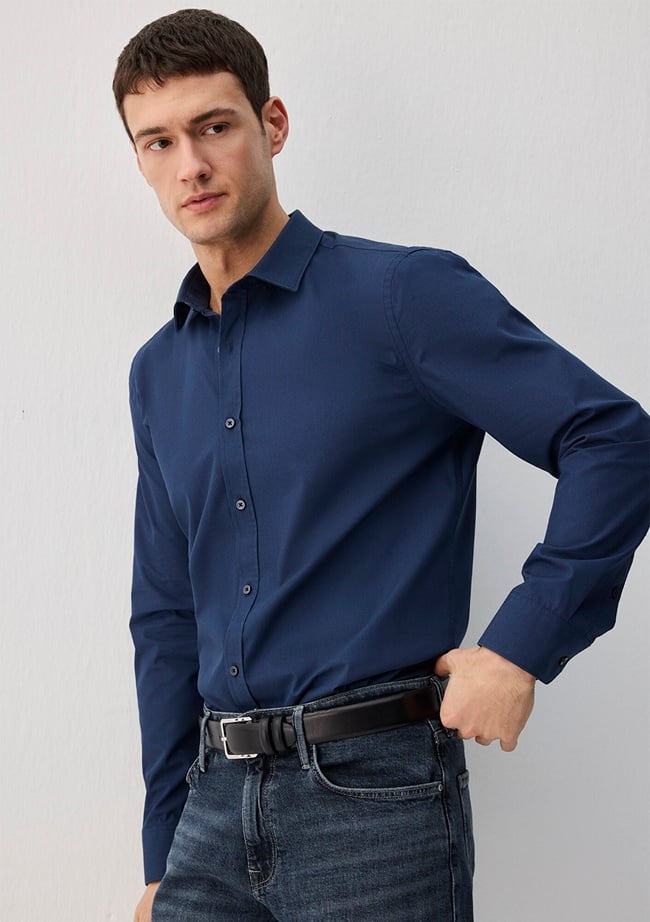  Mavi Kolay Ütülenebilir Lacivert Gömlek Slim Fit / Dar Kesim 0211571-70490