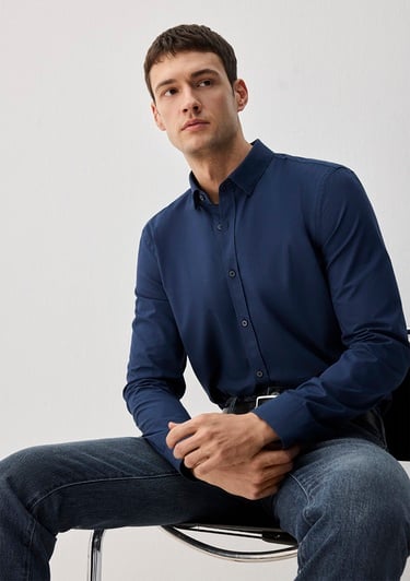  Mavi Kolay Ütülenebilir Lacivert Gömlek Slim Fit / Dar Kesim 0211571-70490