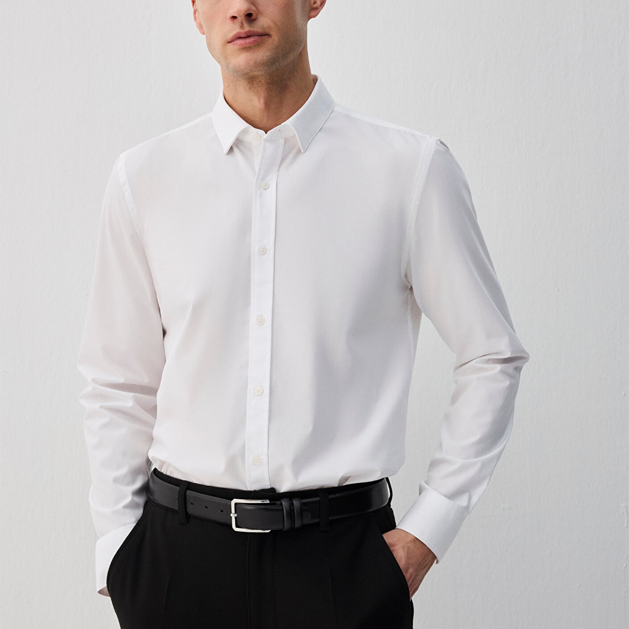 Mavi Kolay Ütülenebilir Beyaz Gömlek Slim Fit / Dar Kesim 0211571-620