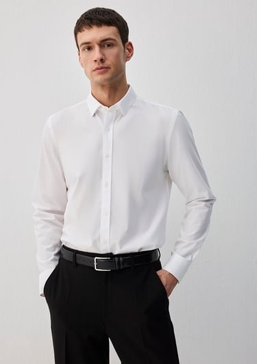  Mavi Kolay Ütülenebilir Beyaz Gömlek Slim Fit / Dar Kesim 0211571-620