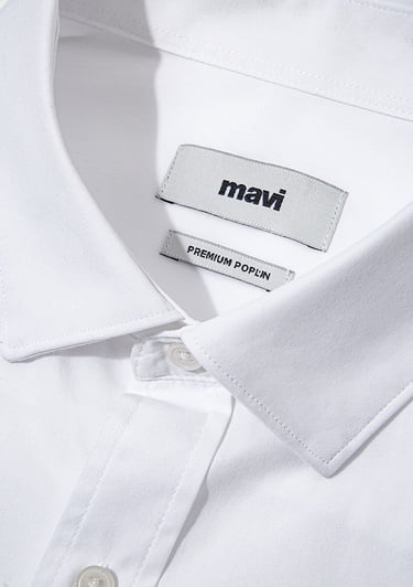  Mavi Kolay Ütülenebilir Beyaz Gömlek Slim Fit / Dar Kesim 0211571-620