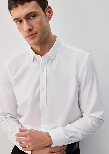  Mavi Kolay Ütülenebilir Beyaz Gömlek Slim Fit / Dar Kesim 0211571-620