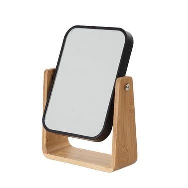  BOHO BAMBU BÜYÜTEÇLİ AYNA SİYAH 16X5,8X21,8