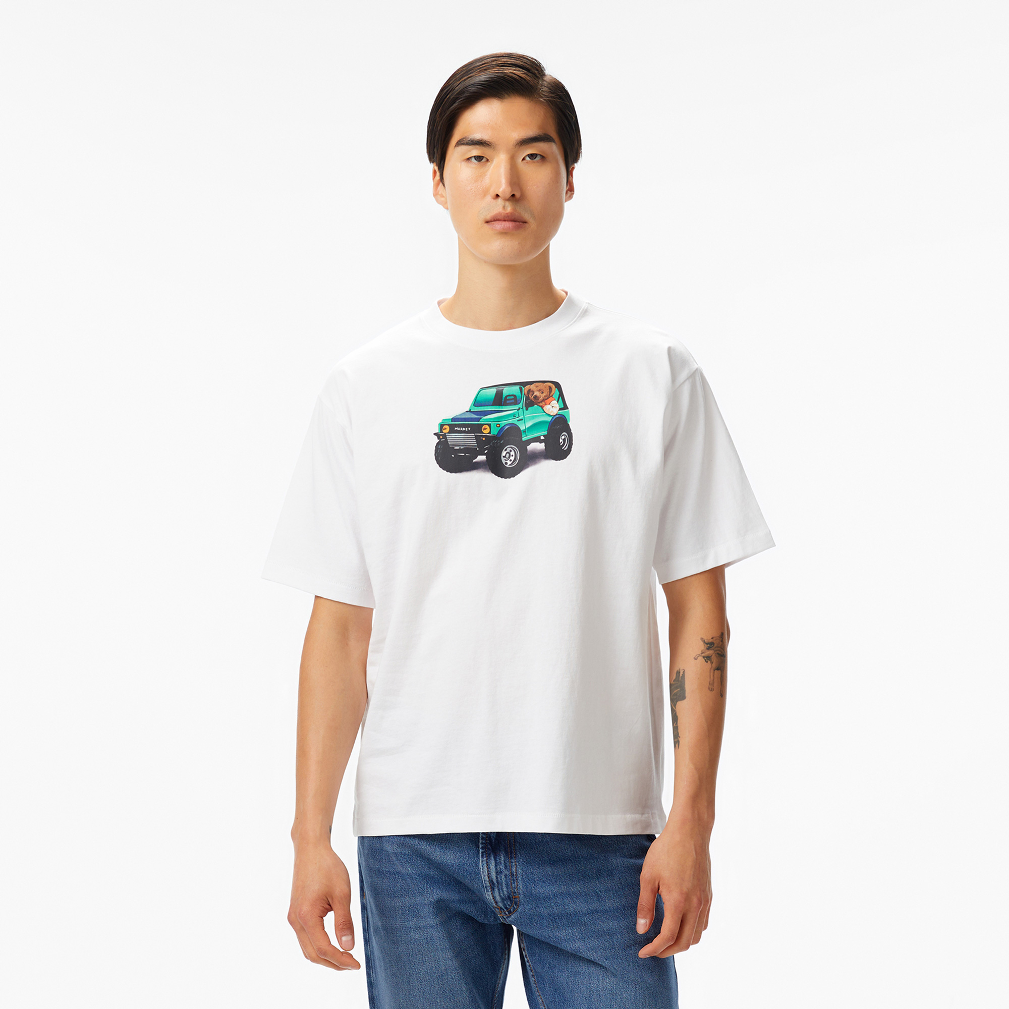  The Market '4x4 Bear' Erkek Beyaz T-Shirt