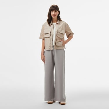  UNITED4 Dokuma Crop Kadın Gri Gömlek