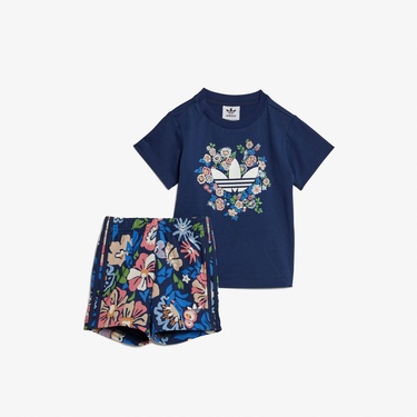  adidas Originals Flowers Çocuk Mavi Şort Takım