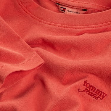  Tommy Jeans Cropped Gmd Script Open Back Kadın Turuncu T-Shirt