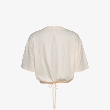  Tommy Jeans Cropped Gmd Script Open Back Kadın Beyaz T-Shirt