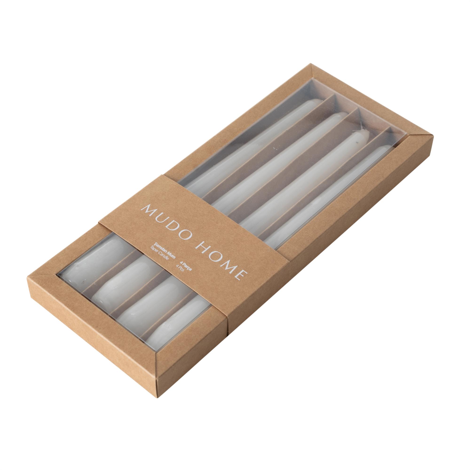  4LÜ ŞAMDAN MUM KREM 25CM