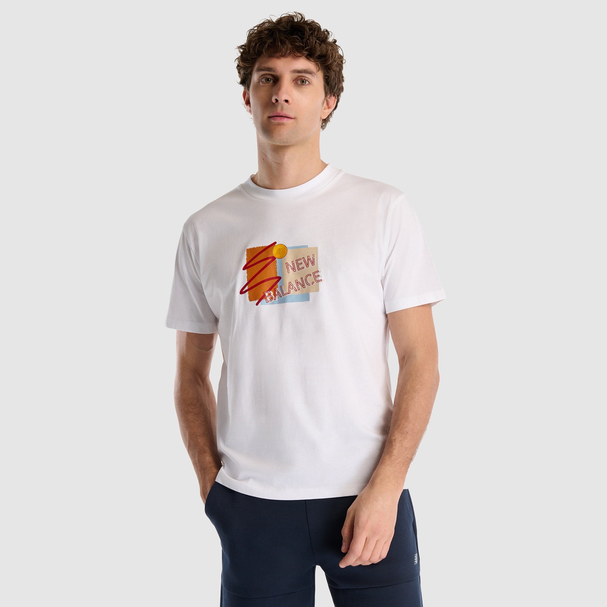 New Balance Erkek Beyaz T-Shirt