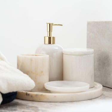  MARBLE BEYAZ 5'Lİ BANYO SETİ