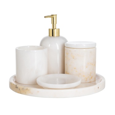  MARBLE BEYAZ 5'Lİ BANYO SETİ