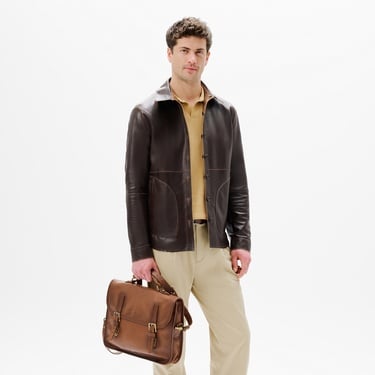  Erkek Taba / Kahve Çift Taraflı Deri Gömlek Ceket